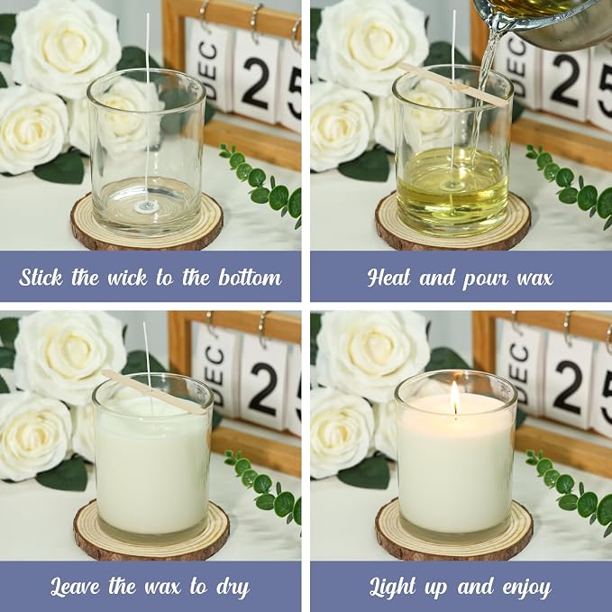 SUPMIND 30 Pack 7oz Glass Clear Candle Jars with Lids for Making Candles | Empty Candle Jars with Bamboo Airtight Lids, Bulk Candle Containers for Making Candles Business, 7 Fl.oz