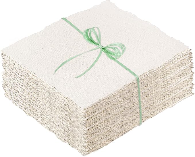 100 Sheets Deckled Edge Paper 6x8 in, 160 GSM Handmade Paper