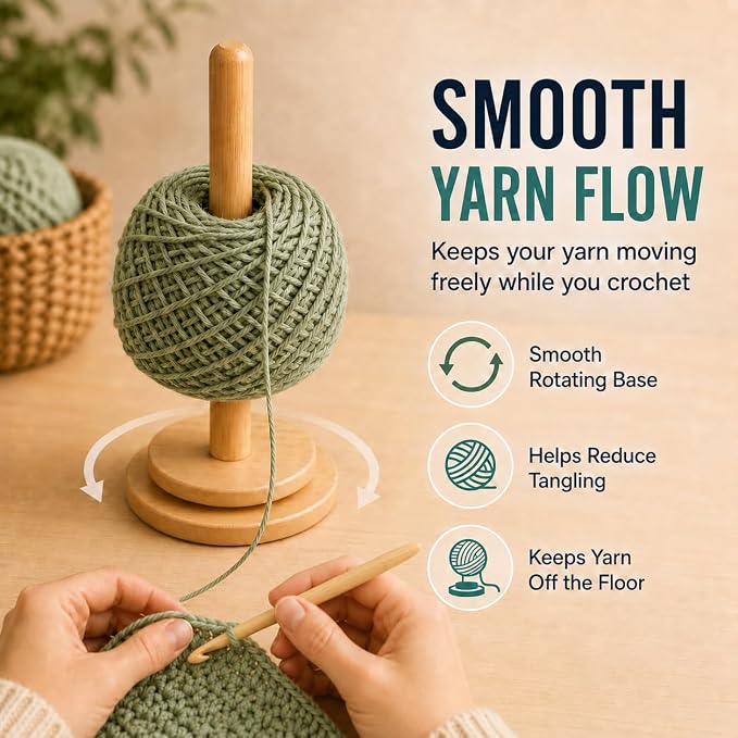 Revenor Yarn Holder for Crocheting, Crochet Yarn Holder Kit with 6 Bamboo Crochet Hooks & 20 Stitch Markers, Yarn Organizer & Yarn Storage Organizer, Crochet Kit for Beginners, Crochet Tools