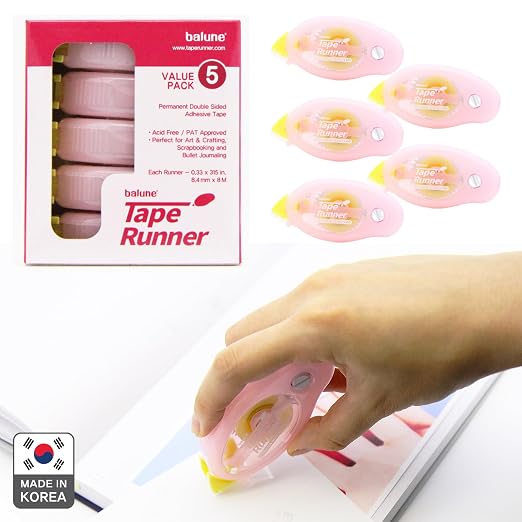 TapeRunner Double-Sided Adhesive Tape, 5/16 Inches by 315 Inches, Set of 5 Applicators