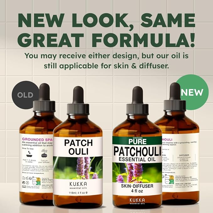 100% Pure Patchouli Oil - 4 Fl Oz Patchouli Essential Oil for Hair, Skin, Diffuser, Aromatherapy & DIY Soap Making Scent (Pack of 2)