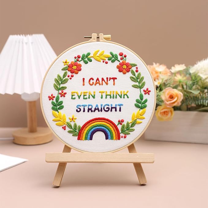 Louise Maelys LGBT Pride Embroidery Kit for Beginners Rainbow Craft | Cross Stitch Kits for Creative Expression, Needlepoint Kit for Adults to Enjoy Meaningful Crafts, Gifts and Home Decor