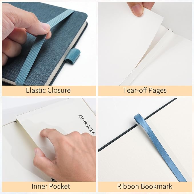 Yopih Artists Premium Linen Watercolor Sketchbook 5.5 x 5.5 in Navy