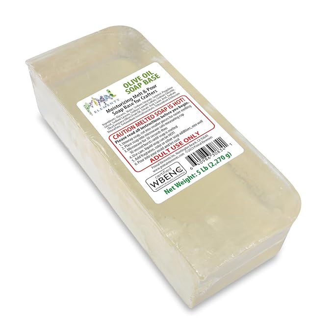 Primal Elements Olive Oil Soap Base - Moisturizing Melt and Pour Glycerin Soap Base for Crafting and Soap Making, Easy to Cut - 5 Pound