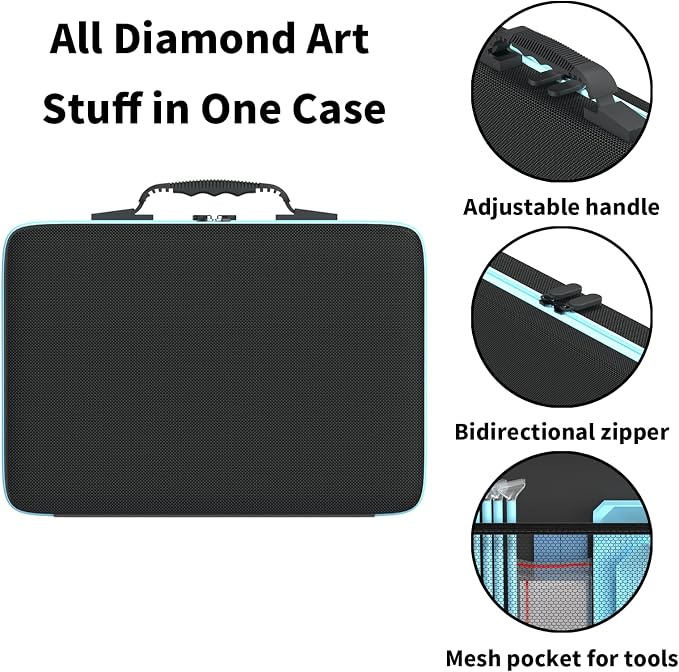 VANSUNS 60 Slots Diamond Painting Storage Containers Kits, Thickened Waterproof Portable Bead Storage Boxes for Diamond Painting Accessories and Tools, Blue