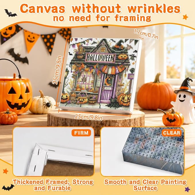 Diamond Art Kits for Adults with Frame,Halloween Shop Diamond Painting Kits