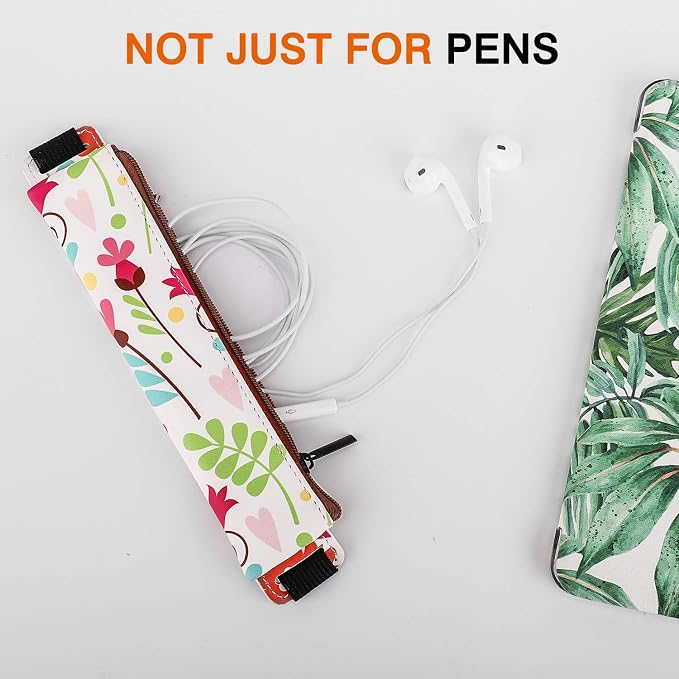 MoKo Elastic Pen Holder for Notebook, 2 Pack PU Leather Pouches