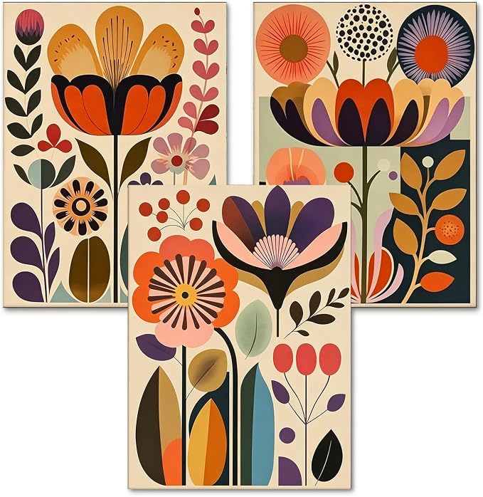 3 Pack Cute Flower Paint by Numbers Kit for Adults Beginner (Without Frame)