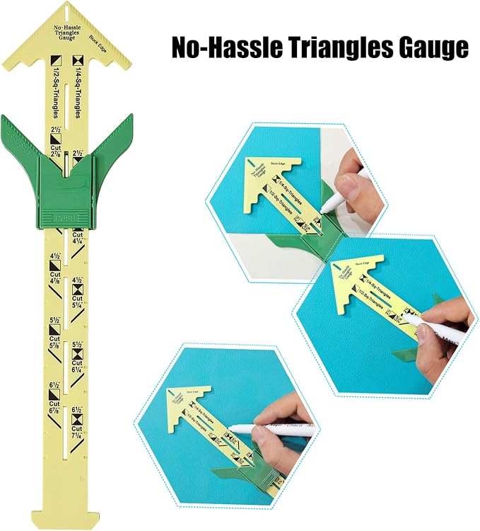 YEQIN 2 Pieces Handy 5-in-1 Sliding Gauge and No-Hassle Triangles GaugeSewing Measuring Tools, Plastic T Gauge Hem Gauge for Sewing Quilting. 2 Different Size