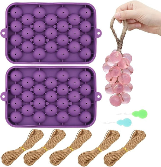 DIY Soap Making Kit, 2 Pack Grape Soaps Silicone Molds with Jute Rope and Threading Tools for Beginners Adults Crafters Handmade Soap Making Gift & Home Decor (Without Soaps)