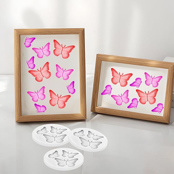 4Pcs Butterfly Silicone Chocolate Molds Cake Decoration Non-stick Cute Moulds Ice Cube Tray Homemade DIY Tool Crafts Polymer Clay for Baking Cupcake Soap
