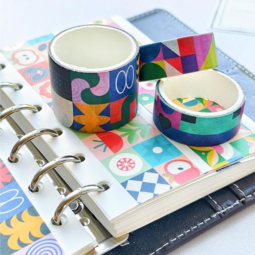 34 Rolls Geometric Washi Tape Set, Aesthetic Decorative Tape for Scrapbooking, Journaling, Bullet Journals, DIY Crafts and Gift Wrapping
