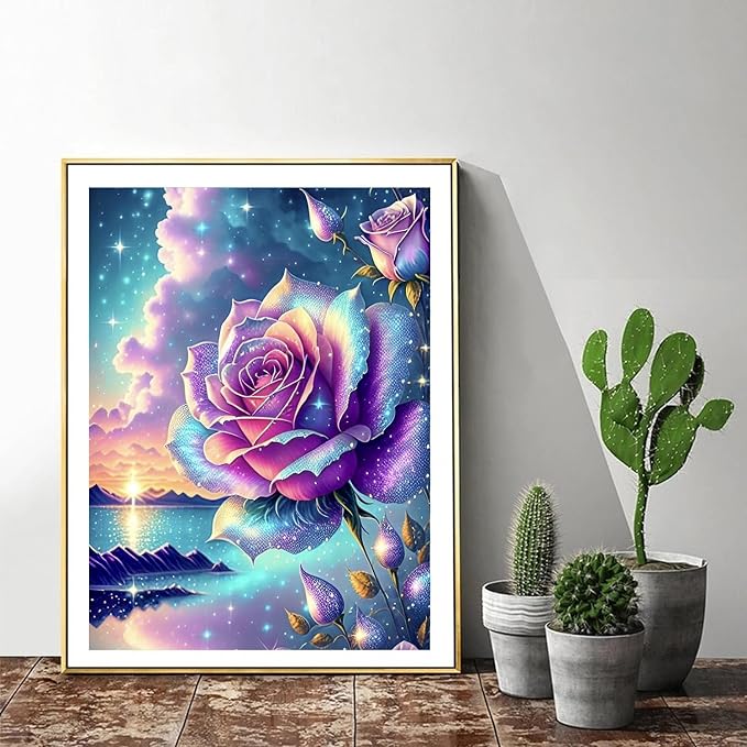 ijbnhd Diamond Art Kits for Adults, 5D Rose, Sunset, 12X16in