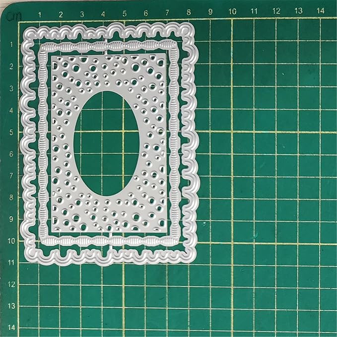 Cutting Dies 3D Background Frame Metal Stencils Scrapbooking Tools DIY Craft Carbon Steel Embossing Template for Paper Card Making Album Arts Supplies (Frame B-Dot 8.5x11.1cm), XMEI000580