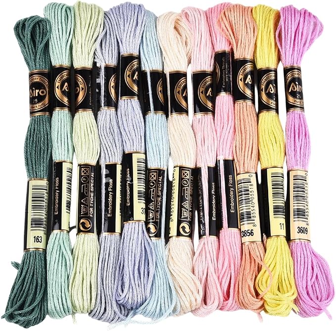 12 Skeins 6 Ply Candy Color Embroidery Floss for Hand Sewing