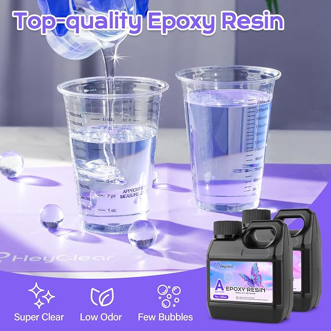 HeyClear 18oz Epoxy Resin Kit Molds Complete Set for Beginners DIY Crafts | Clear Resin kit with Silicone Mold for Starters DIY Arts & Crafts for Adults, DIY Creations, Coasters, Flowers, Decorations