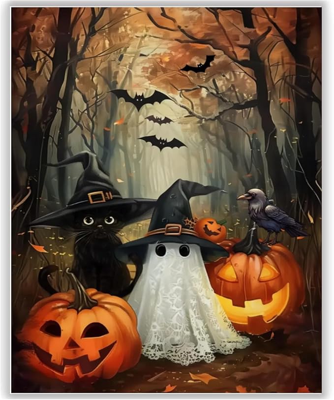 HITO Halloween Paint by Numbers Kit for Adults Ghost Frameless 16x20 Inch | Ghost Paint by Number for Adults, DIY Acrylic Oil Easy Painting by Numbers for Home Wall Decor