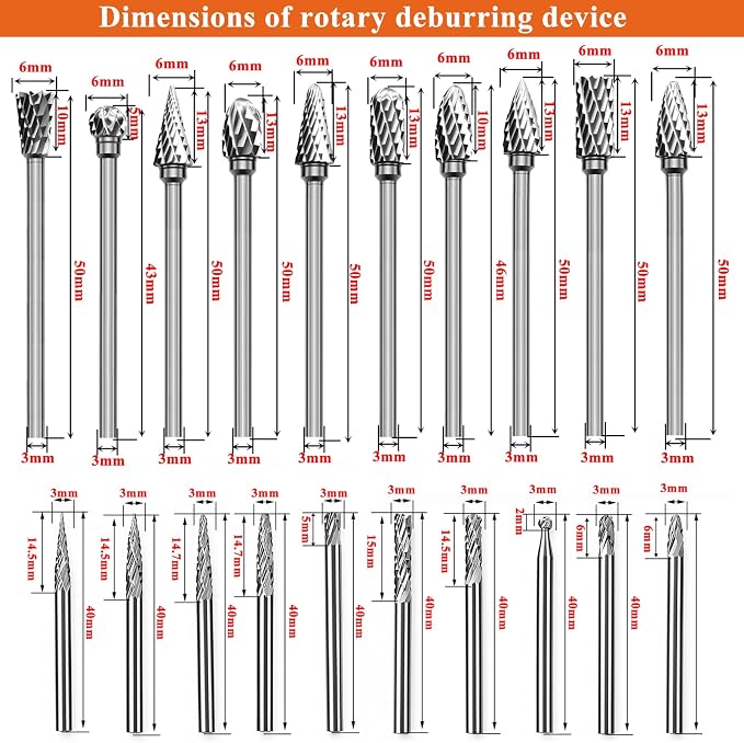 138PCS Tungsten Carbide Rotary Burr Set with Sanding Drums1/8" Shank Double‑Cut Rotary Tool Accessories for Dremel & Die Grinder, for Wood Carving, Metal Engraving, Grinding and Polishing