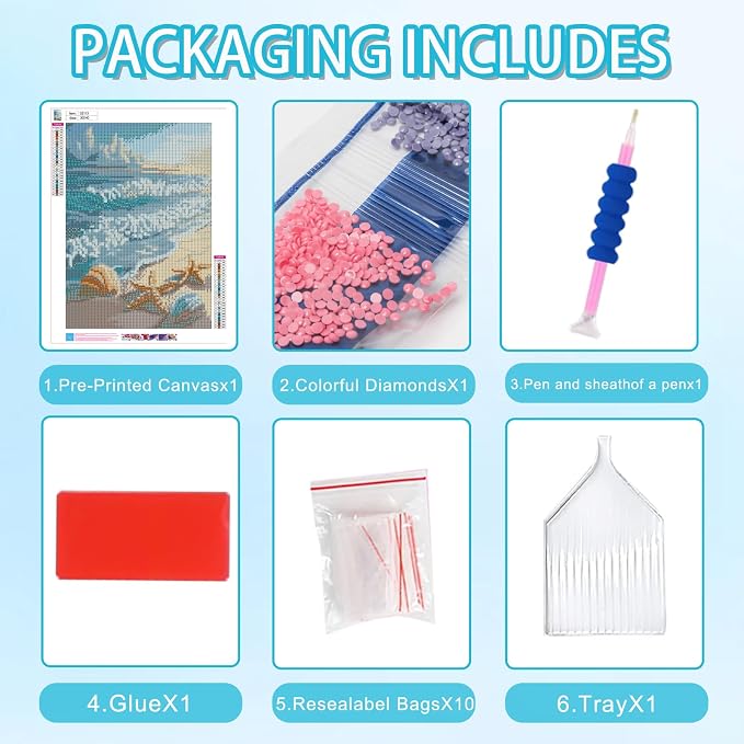 Diamond Art Kits for Adults Beach Diamond Painting for Adults 12x16inch