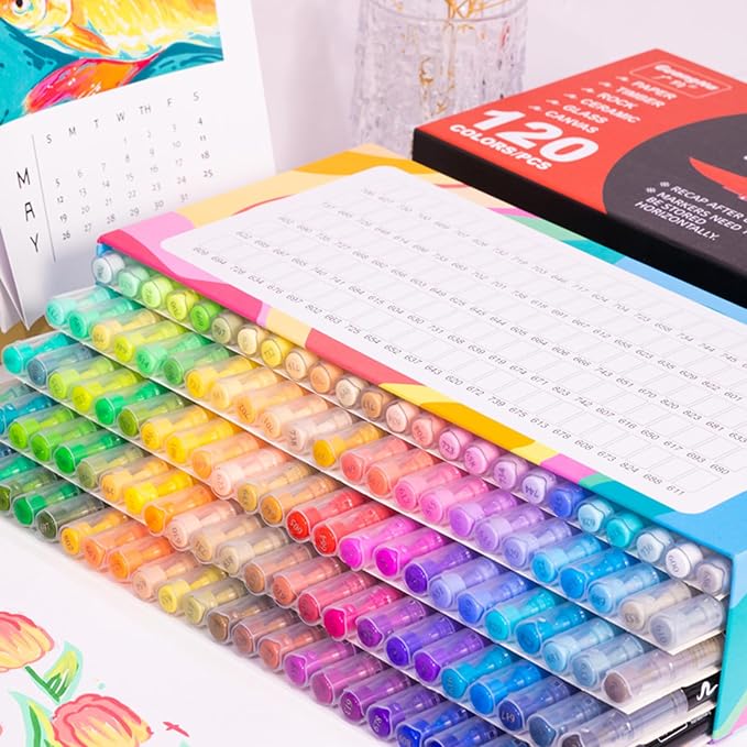 Acrylic Paint Markers, 120 Colors Acrylic Markers Set, Paint Pens