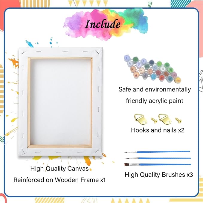 Hestarcul Paint by Numbers Kits for Adults,Grandma Easy Adult Painting by Number on Canvas for Beginner, DIY Watercolor Painting for Gift Home Decor Relax.