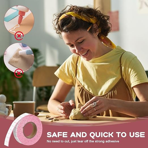 330 PCS Double Sided Foam Tape Pre Cut 1/2 X 2/5 Inch Small Adhesive Foam Squares for Crafts Thin Foam Craft Tape Split for Arts Crafts Sewing Scrapbook DIY Christmas (Tape, Pink)