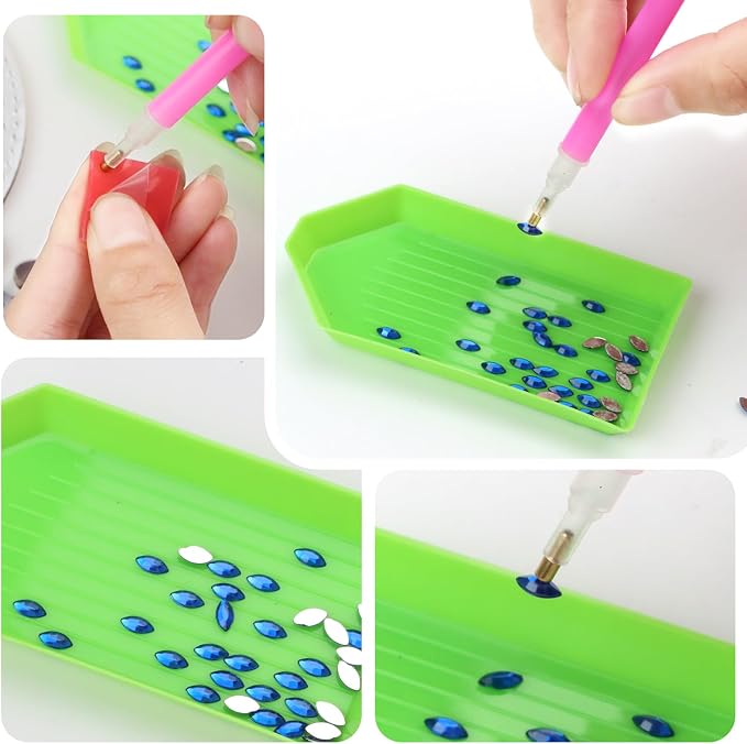 antor 24PCS Diamond Painting Tools and Accessories Kit | Includes 8 Drill Pens, 8 Trays, 8 Wax Pads, Ideal for DIY 5D Diamond Art Projects