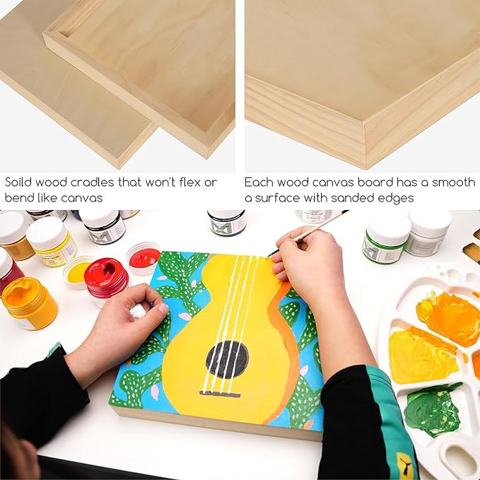 MEEDEN Unfinished Wood Canvas Board:11x14 Canvas Panel Pack of 4