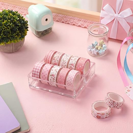 12 Rolls Floral Washi Tape Set,Pink,Sweet | Watercolor Flowers Design for Scrapbook Journal DIY Craft School Supplies, 15 mm Vintage Decorative Masking Washi Tapes