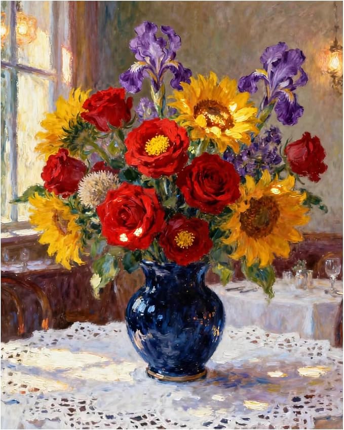 XTCIXAL Paint by Numbers Kit for Adults, Flowers, 16X20 Inch | DIY Paint by Number for Adults Beginner, High-Definition Color Canvas, Stress Relief, Home Wall Decor, Gifts, Unframed