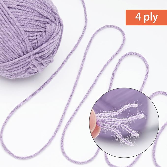 NICEEC 300g Soft Assorted Colors Yarn 100% Acrylic 870yds -Purple Series