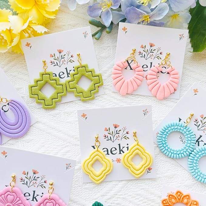 Geometric Pattern Polymer Clay Cutters Set – Molds and Clay Cutters for Polymer Clay, Clay Earring Tools