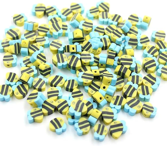 100 Pcs Polymer Clay Beads Mixed Heishi Spacer Beads Charms Supplies for DIY Bracelet Earring Necklace Jewelry Making (Bee)