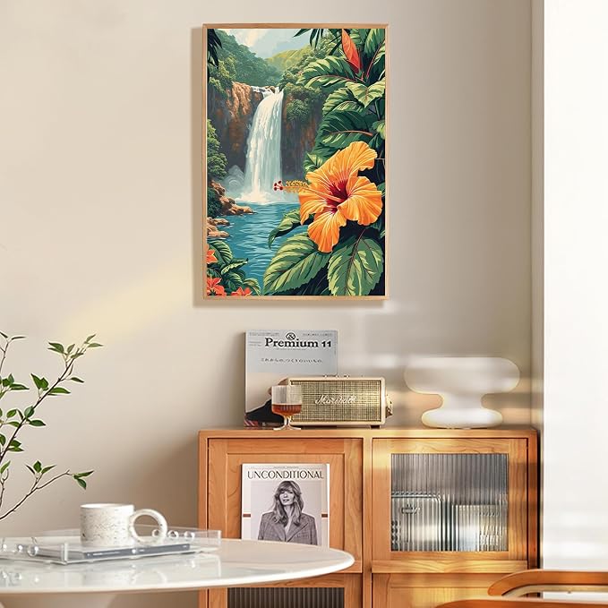 Fountor Framed Paint by Numbers Kit for Adults Beginner & Kids Ages 8-12, Landscape Paint by Number with Frame, Acrylic Flower Painting by Numbers Kit on Canvas 8x12 inch