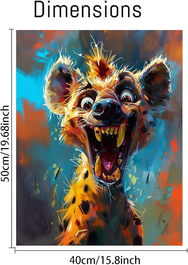 FunLynJoy Paint by Numbers for Adults Beginner, Funny Animals Paint by Numbers Funny Pet 16 x 20 Inch (Hyenas)
