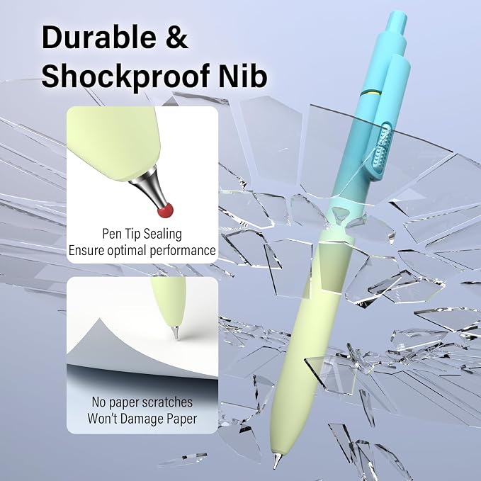 0.7mm Gel Pens Black Ink, 8 Pack Retractable Pens with Fidget Clip