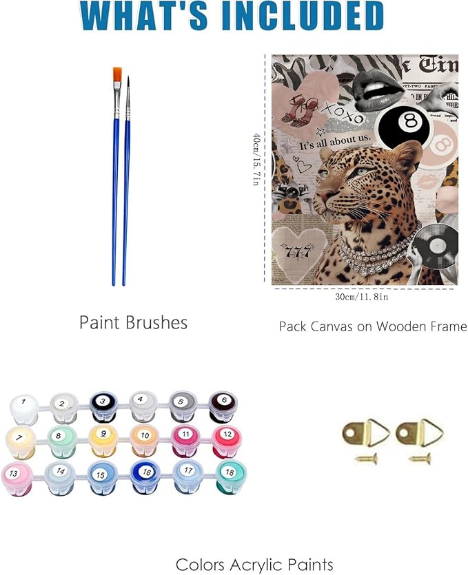 WUDWL Coquette Paint by Numbers Kit for Adults, Color By Numbers for Adults | Fashion Cheetah Decor Painting by Number On Canvas, Paint Number Artist Funny Without Frame DIY, Home Wall Decor, 12x16in