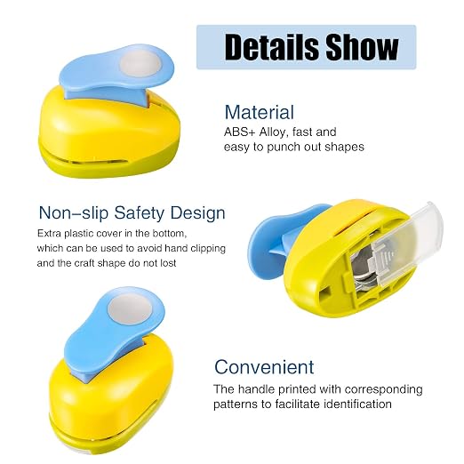 CHENGU Hole Punches 6 Shapes with Cardstock for Kids,Multiple Styles,1 Inch