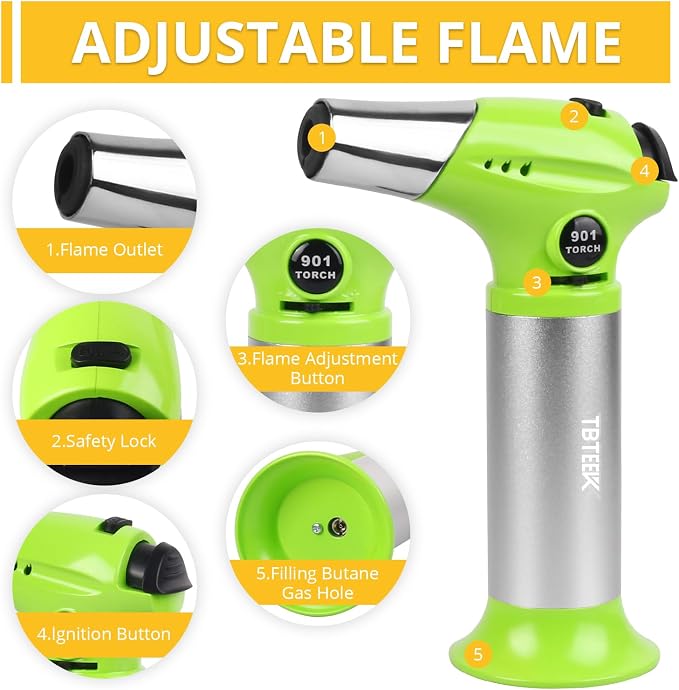 TBTeek Kitchen Butane Torch with Safety Lock for Baking, Crafts & Steak