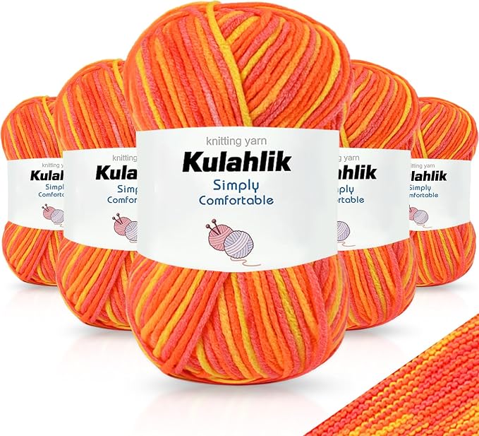 250g(5x50g) Acrylic Yarn for Crochet/Knitting, Colorful Gradient Yarn Thread, 5 Rolls Skeins, Perfect for Any Knitting Crochet and Crafts Mini Project