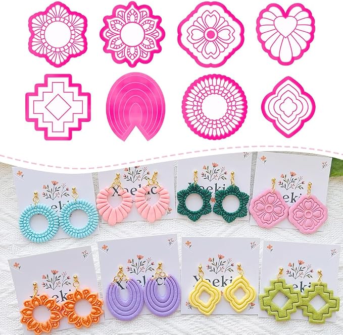 Geometric Pattern Polymer Clay Cutters Set – Molds and Clay Cutters for Polymer Clay, Clay Earring Tools