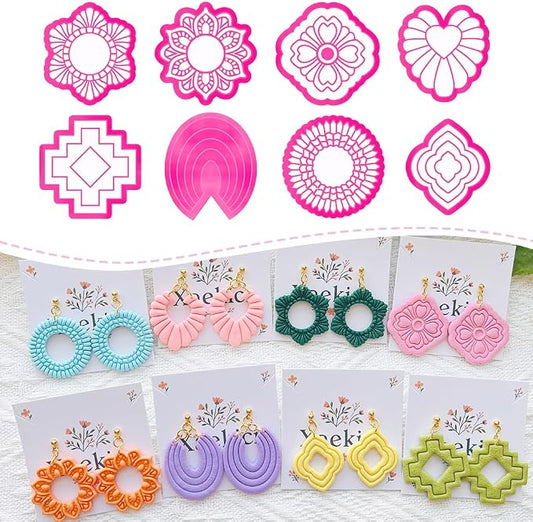 Geometric Pattern Polymer Clay Cutters Set – Molds and Clay Cutters for Polymer Clay, Clay Earring Tools
