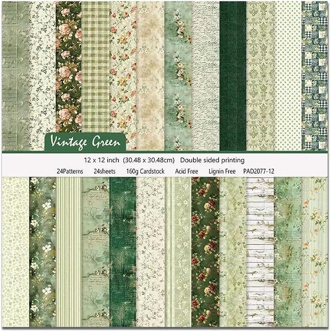 12×12 Boho Scrapbook Paper Vintage Flower Pattern Paper Pad,24 Sheets Double-Sided Bobo Floral Scrapbooking CardStock Papers Pad for Holiday Cardmaking DIY Journaling.