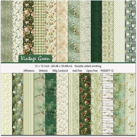 12×12 Boho Scrapbook Paper Vintage Flower Pattern Paper Pad,24 Sheets Double-Sided Bobo Floral Scrapbooking CardStock Papers Pad for Holiday Cardmaking DIY Journaling.