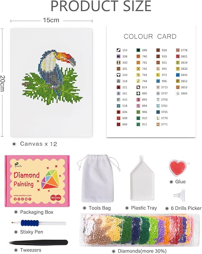 PeakLuv Small Diamond Art Kits Birds Mini Diamond Painting Kits for Adults