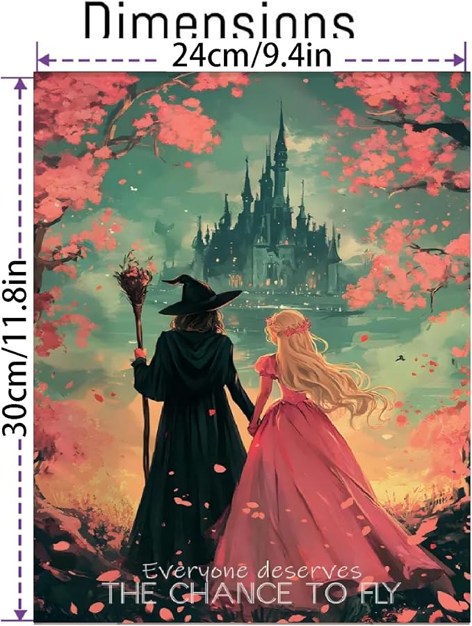 Witch Princess Paint by Numbers Kit for Adults Beginner with Framed | Easy Adult Paint by Number Kits on Canvas DIY Painting for Beginners Art by Numbers for Home Wall Decor 10x12 Inch