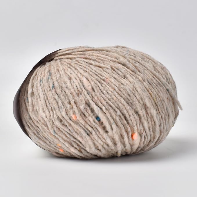 Rustic Tweed Wool Yarn, 1oo% Australian Wool, DK, 4 Skeins 200g/656yds (3146 Oatmeal Rainbow Fleck), Wool Yarn for Knitting | Bright Flecks | Warm Handmade Character