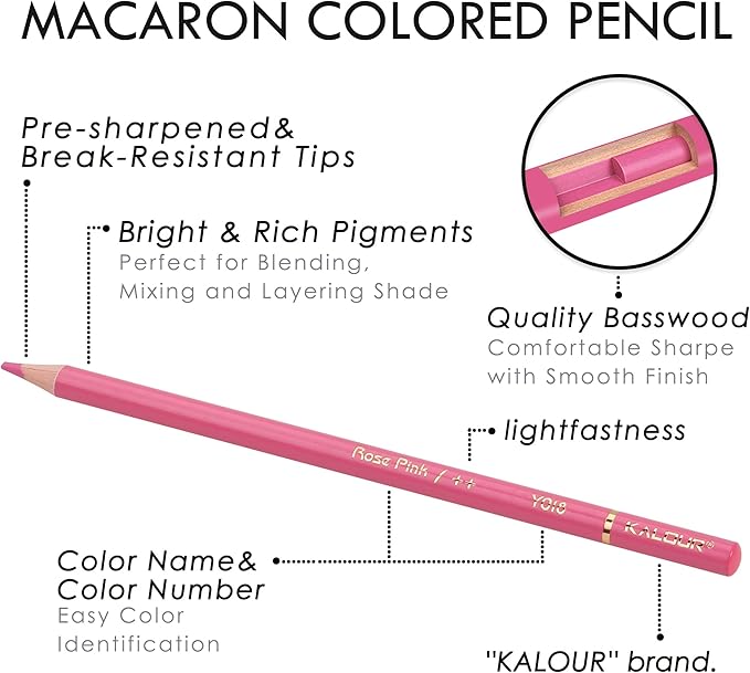 KALOUR Macaron Pastel Colored Pencils,Set of 72 Colors,Artists Soft Core,Ideal for Drawing Sketching Shading,Coloring Pencils for Adults Kids Beginners