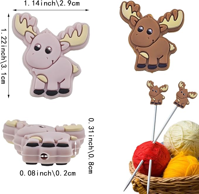 10 Pack Colorful Deer Knitting Needle Stoppers Knitting Needles Point Protectors Silicone Needle Point Protectors Knitting Accessories and Supplies Knitting Tools