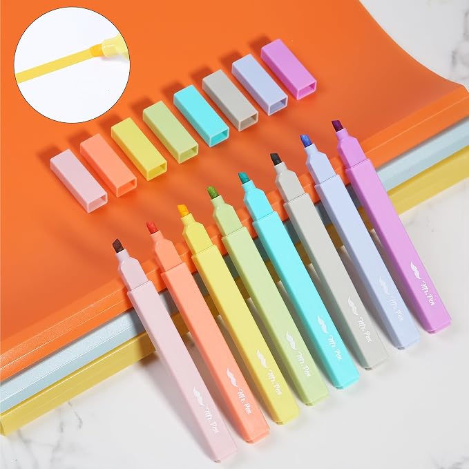 Mr. Pen- Aesthetic Highlighters No Bleed, 8 Pack, Assorted Colors | Chisel Tip, Cute Highlighters Assorted Colors for Journaling, Highlighting, Underlining, Fast Dry, Back to School Supplies